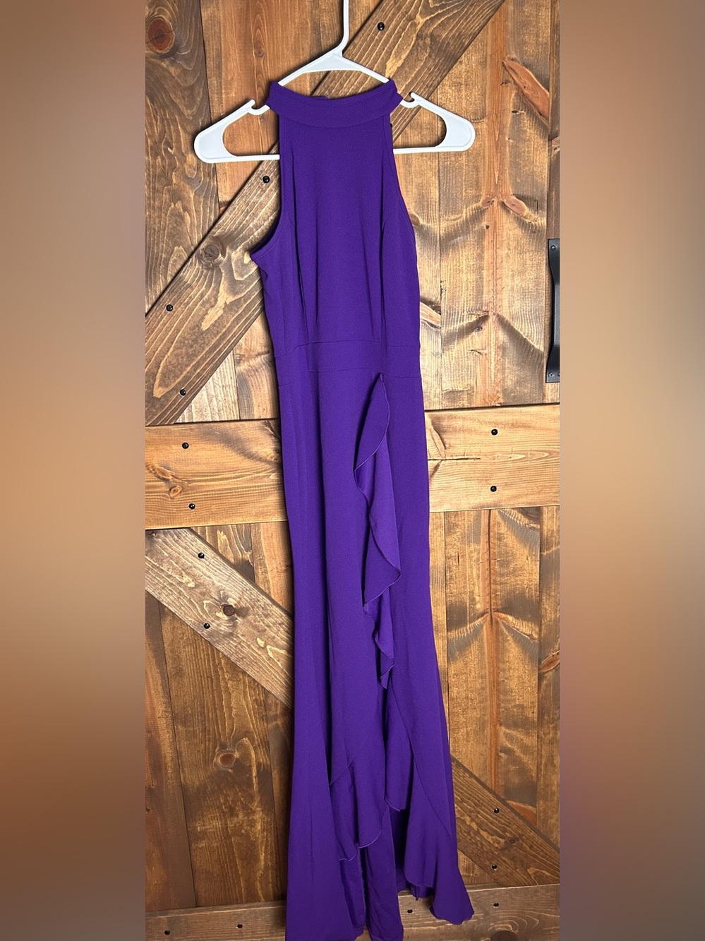 Sleeveless Purple Ruffle Maxi Dress